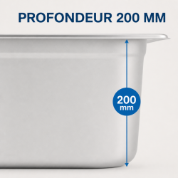 Bac Gastro GN 2/3 Inox 18 L - Profondeur 200 mm