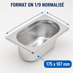 Bac Gastro GN 1/9 Inox - Dubina 65 mm - 0,6 L