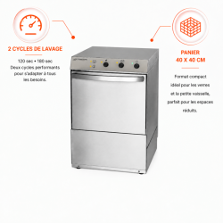 Professional Dishwasher with Rinse Aid and Detergent Dispenser - 40 x 40 cm - Dynasteel