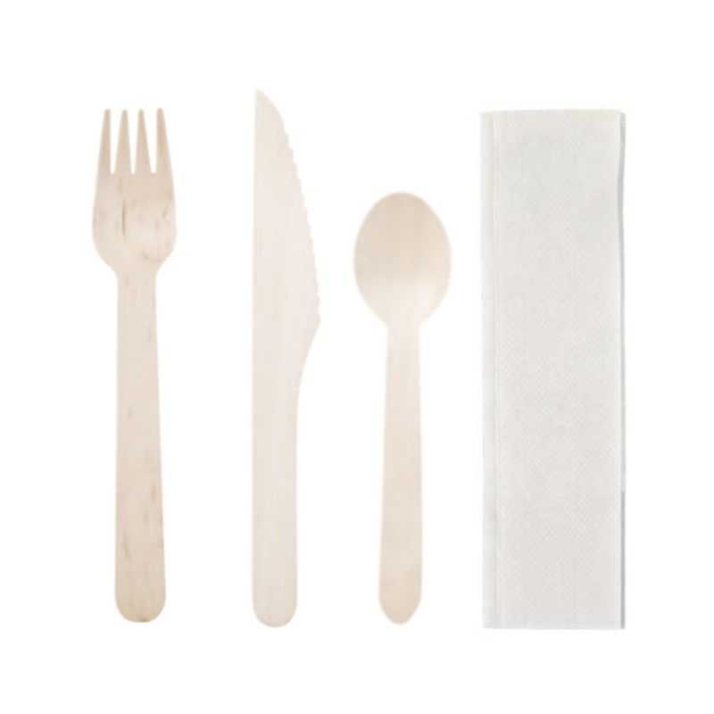 Birch Cutlery - 4-Piece Set: Knife, Fork, Spoon, Napkin - Pack of 250 Birch Cutlery - 4-Piece Set: Knife, Fork, Spoon, Napkin - Pack of 250
