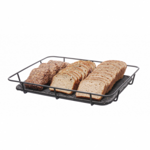 Košara za kruh s rubom od nehrđajućeg čelika siva - 400 x 300 mm