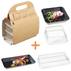 Pack Valisette avec Assiettes Kanopée Noires - 150 Kits