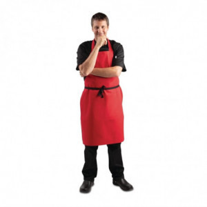 Pregača s naramenicama u crvenom polikotonu - Whites Chefs Clothing - Fourniresto