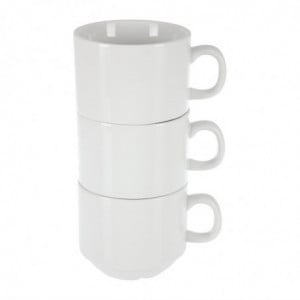 Stackable White Tea Cup Whiteware 200 ml Ø 80 mm - Set of 12 - Olympia - Fourniresto