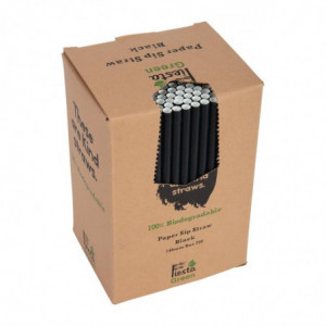 Crne biorazgradive slamke od papira - Paket od 250 slamki - Fiesta Green - Fourniresto