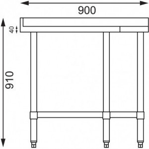 Stol od nehrđajućeg čelika s kutom-L 900 x 700mm - Vogue