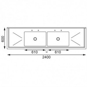 Stainless Steel Sink - L 2400 x D 600 mm - Vogue