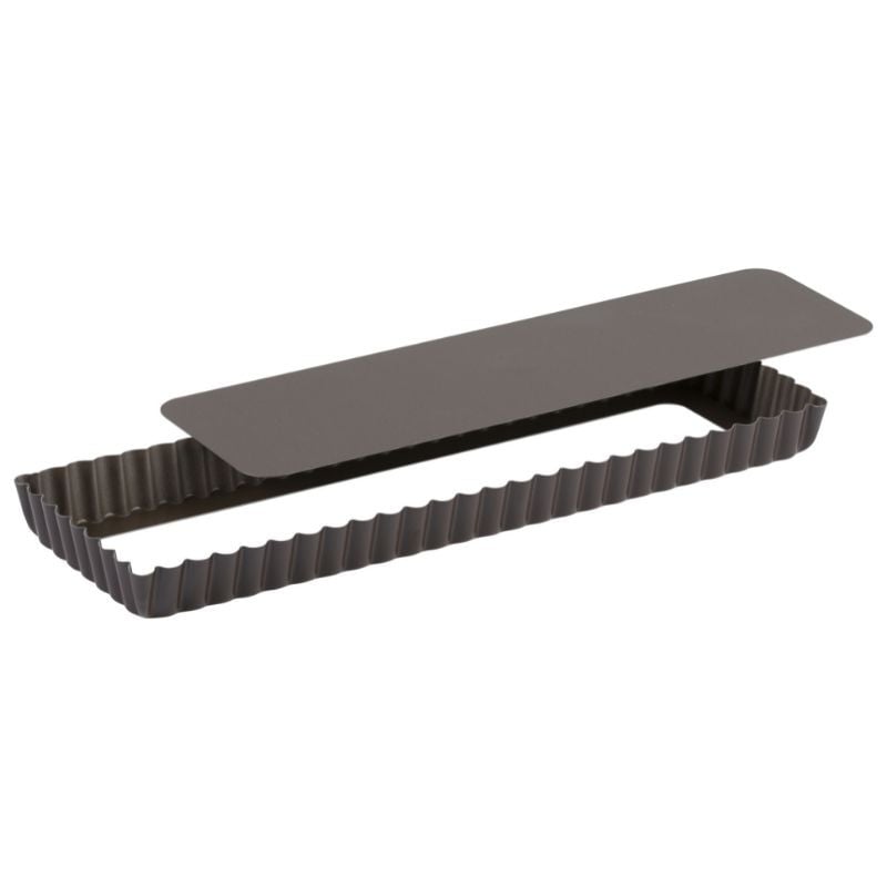 Rebrasti pravokutni kalup za tart s pomičnim dnom - 350 x 110 mm - TELLIER