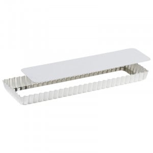 Moule à Tarte Rectangulaire Cannelé à Fond Mobile en Fer - 350 x 110 mm - TELLIER