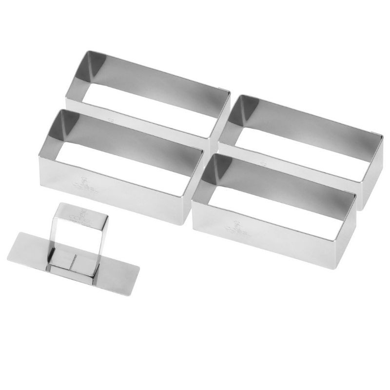 Cadre à Pâtisserie Rectangulaire en Inox avec Poussoir - 90 x 30 mm - Lot de 4 Cadre à Pâtisserie Rectangulaire en Inox avec Poussoir - 90 x 30 mm - Lot de 4