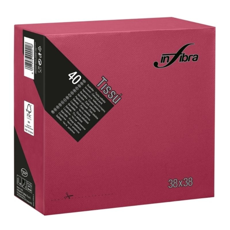 Salveta od celuloze 2 sloja 38 x 38 - bordo - Paket od 1440 Salveta od celuloze 2 sloja 38 x 38 - bordo - Paket od 1440