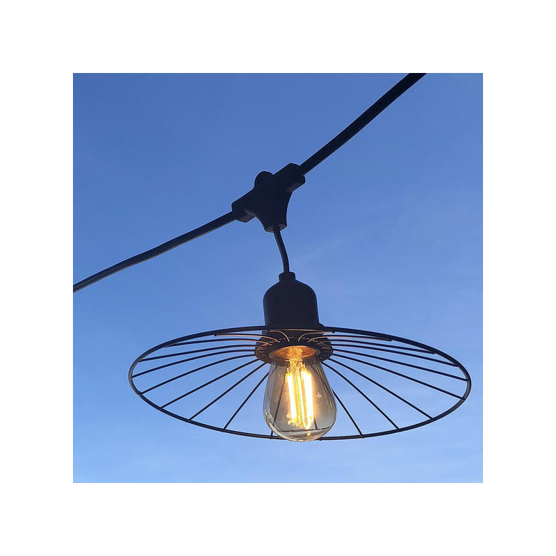 Svjetlosni vijenac za vanjsku upotrebu s abazurima od čelika i žaruljom s filamentom - Chic Cage Light - Lumisky