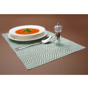 Set de Table Géométrique Vert en PVC - Lot de 6 - Dimensions 45cmx30cm - Résistant et Facile à Nettoyer