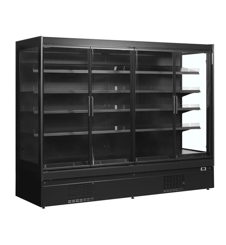 Pozitivna crna rashladna vitrina za supermarkete - 4 vrata - 1540 L