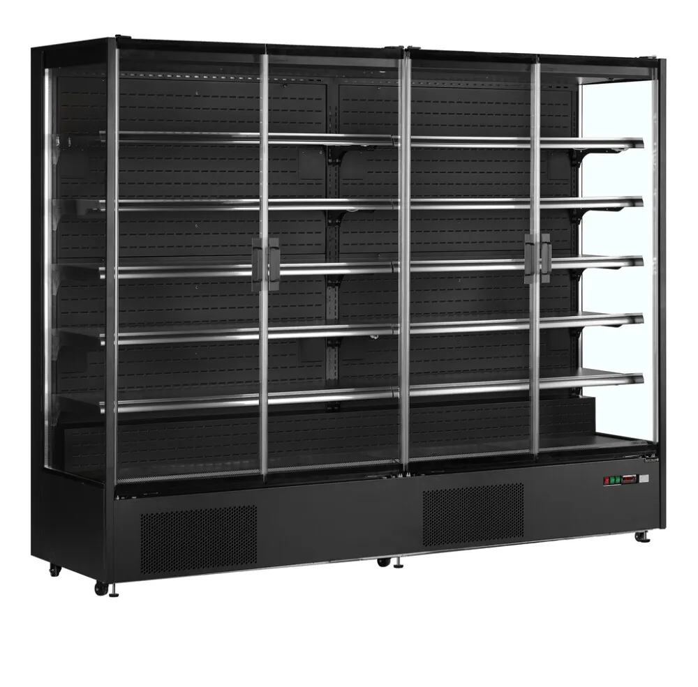 Crna rashladna vitrina za supermarket - 4 staklena vrata - 1529 L