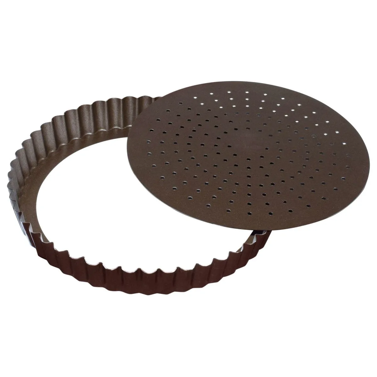 Rebrasti perforirani neljepljivi kalup za pite s pomičnim dnom - ⌀ 320 mm