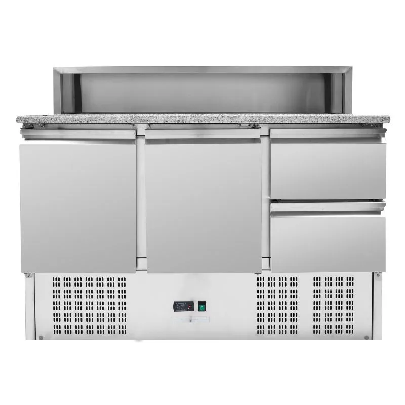 Hladnjak za pizzu s inox krovom 8 x GN1/6 - 2 vrata i 2 ladice