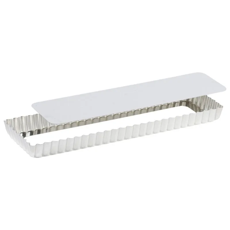 Rektangularni kalup za tart s valovitim dnom i pokretnim dnom od željeza - 350 x 110 mm