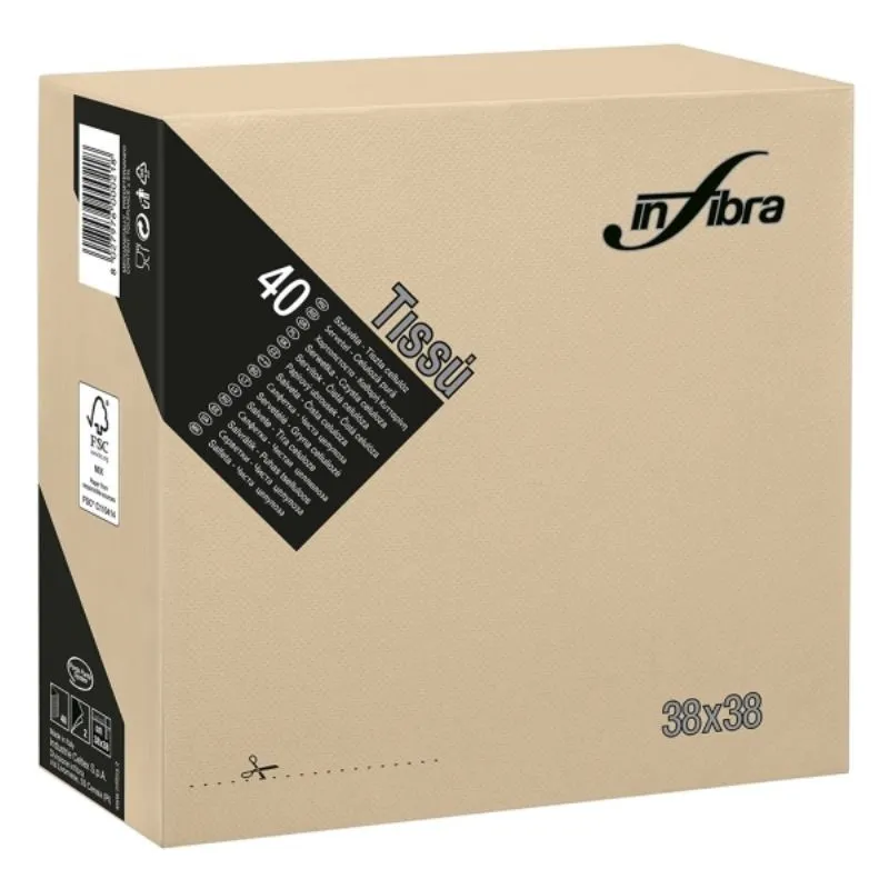Salveta od celuloze 2 sloja 38 x 38 - Greige - Paket od 1440