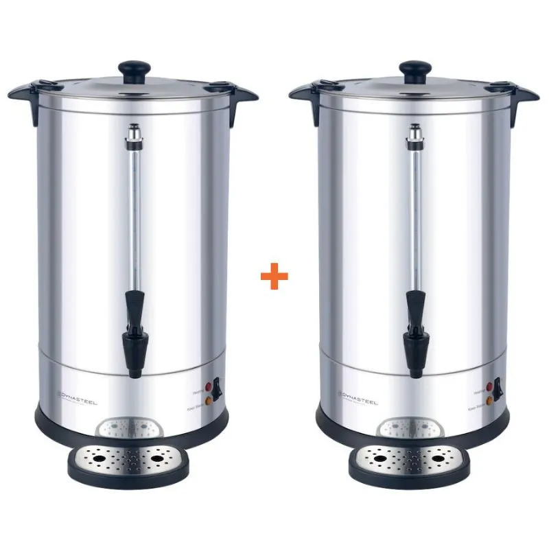 Paket od 2 aparata za kavu 7 L 950 W 48 šalica, nehrđajući čelik, trajni filter, slavina za posluživanje