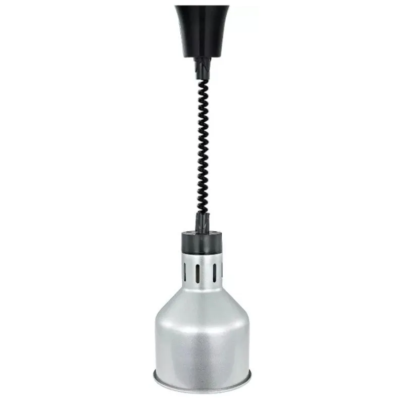 Profesionalna grijaća lampa 250 W Ø 175 mm s žaruljom, uvlačivim kabelom, izgled nehrđajućeg čelika, buffet