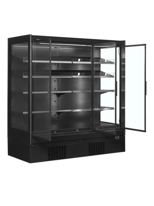 Pozitivna crna rashladna vitrina za supermarkete - 3 vrata - 1160 L
