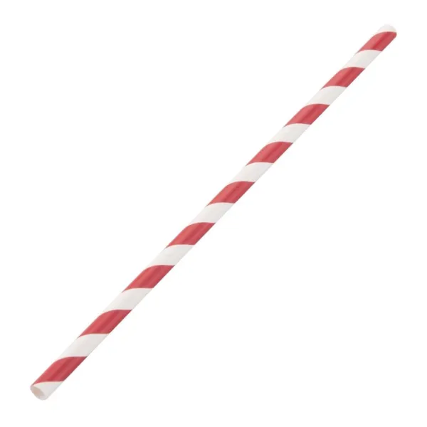 Crveno-bijene kompostabilne papirnate slamčice - L 210 mm - Paket od 250