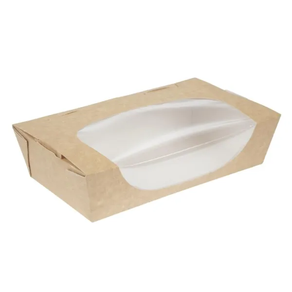 Pladnjevi za salatu od recikliranog kartona s prozorom - 1000 ml - Paket od 200